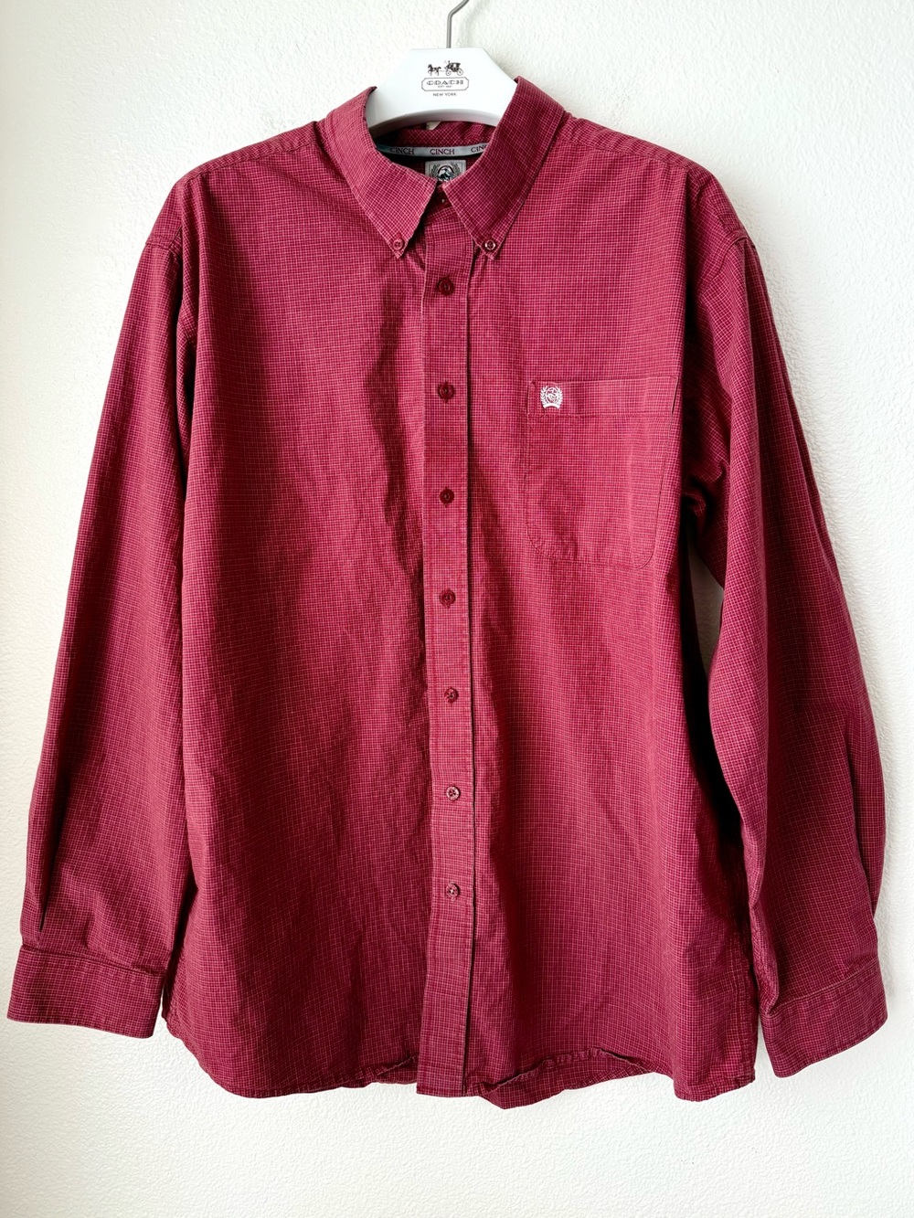 CINCH Men’s Red Plaid Button Down Western Shirt Long Sleeve Cotton Size XL